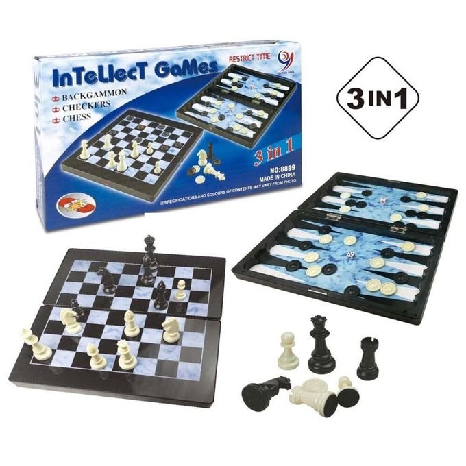 Découvrez l’ultime trio de stratégie Échecs Dames et Backgammon en un seul jeu magnétique 3 en 1 - Image 1 of 4