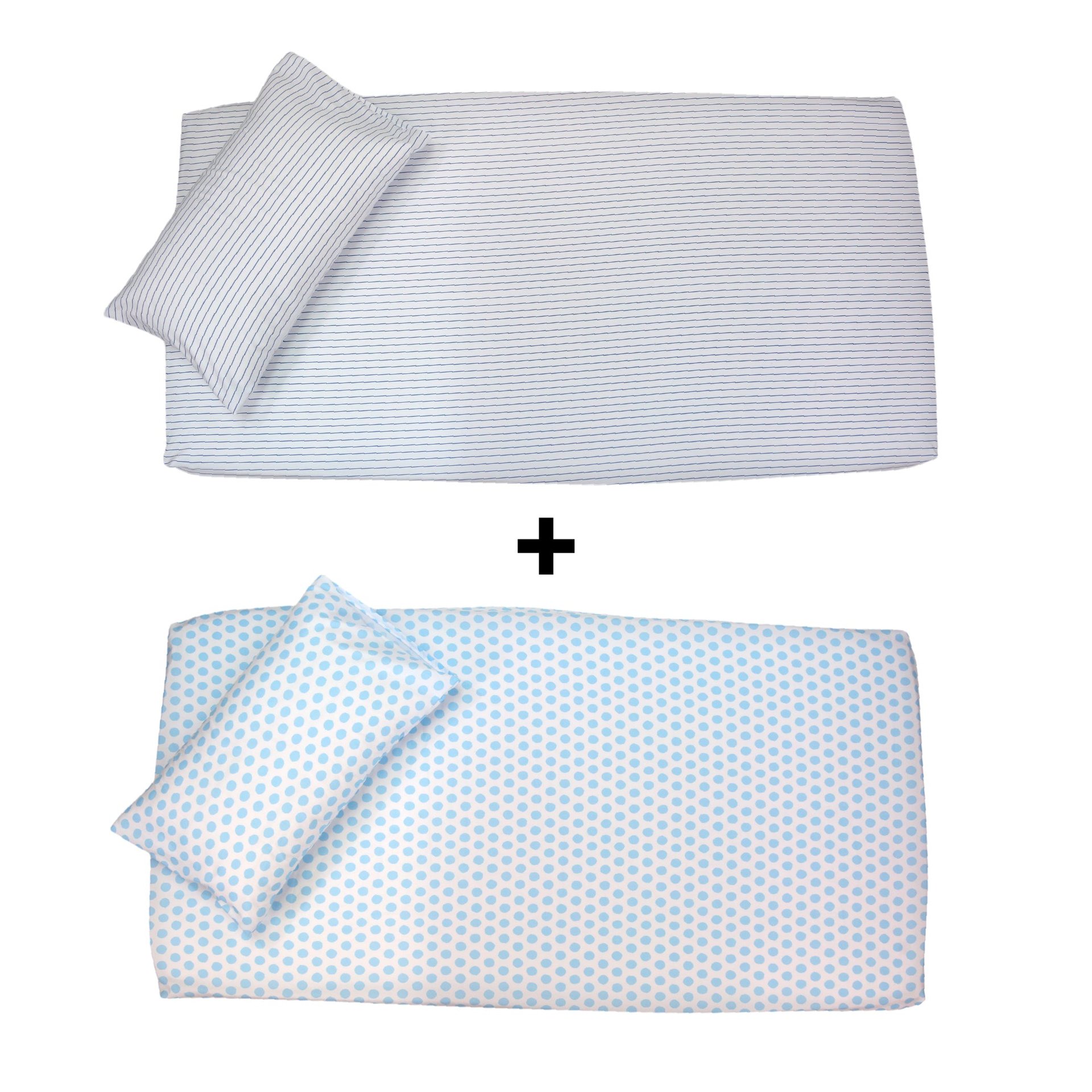 Set Draps Housse Bébé Imprimé Bleu Serenity (2 Draps housse 60x120 cm) + (2 TO 30x50cm) - Image 1 of 4