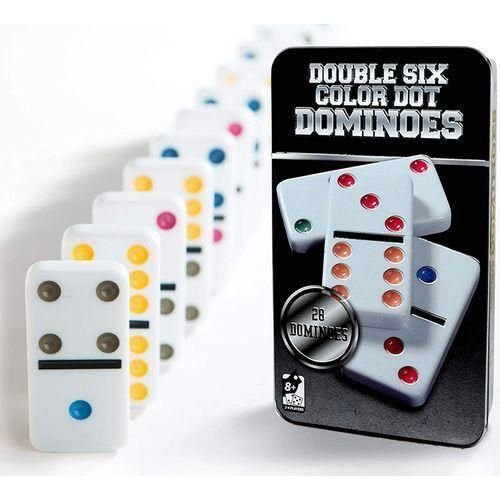 Jeux Domino 28 unités Colorés,Double Six Color Dot Dominoes, Boite métallique - Image 1 of 1