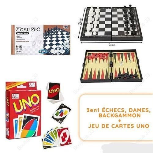 Jeu de cartes + 3en1 échecs, dames et backgammon - Pack Jeux - Image 1 of 2