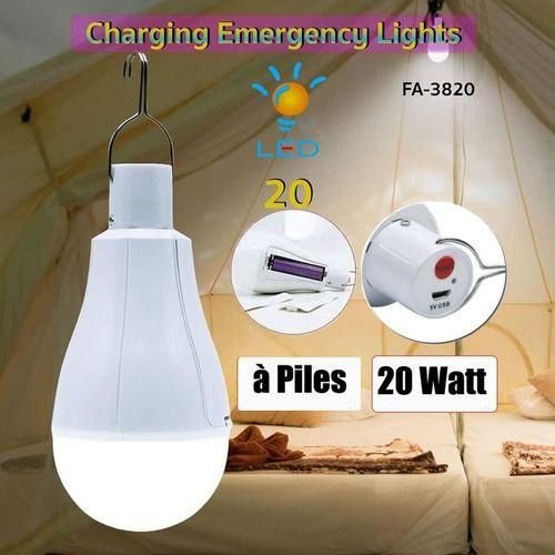 Lampe Ampoule USB + Emplacement 2 Piles / Rechargeable avec Etanche dUrgence - Image 1 of 1