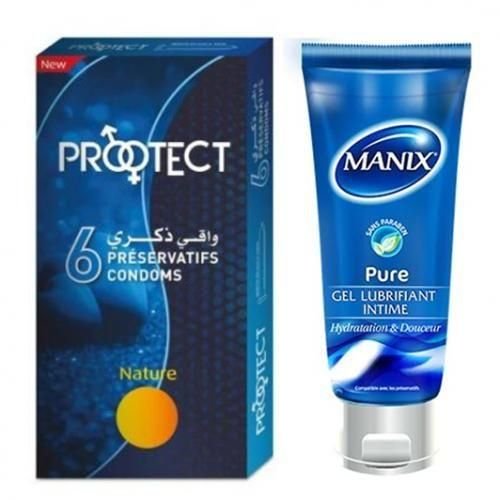  Gel Lubrifiant Intime PURE 80ml + Préservatif Protectif 6 unités - Image 1 of 1