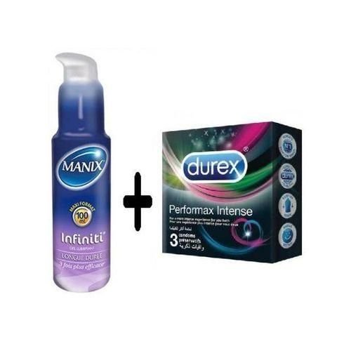 Manix Gel Lubrifiant Intime infiniti, Longue Duree 3 Fois Plus Efficace 100 ml + 3 durex performax - Image 1 of 1