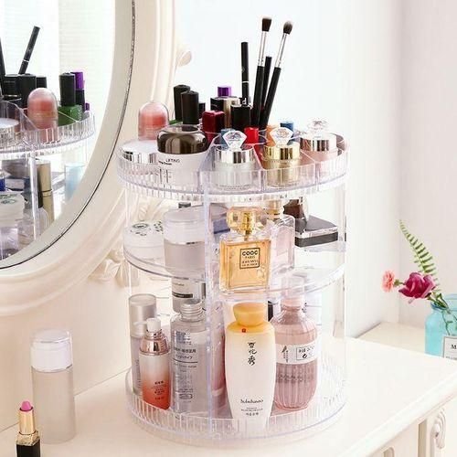Coffret maquillage et organisateur rangement cosmétique rotative transparent 360 - Accessoire pratique pour la maison - Image 1 of 1