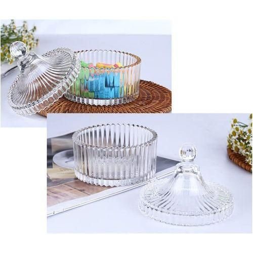 erioctry Bocal à bonbons en cristal élégant avec couvercle 300 ml/10 oz Bol à bonbons décoratif en forme de tente Bocal à biscuits en verre pour buffet de bonbons de mariage Boîtes en verre pour la maison, le bureau, cadeau - Image 1 of 1