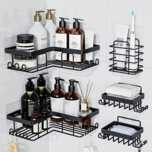 Set de 5 étagères de rangement pour salle de bain,Étagère de rangement de cuisine pas de perçage - Image 1 of 1