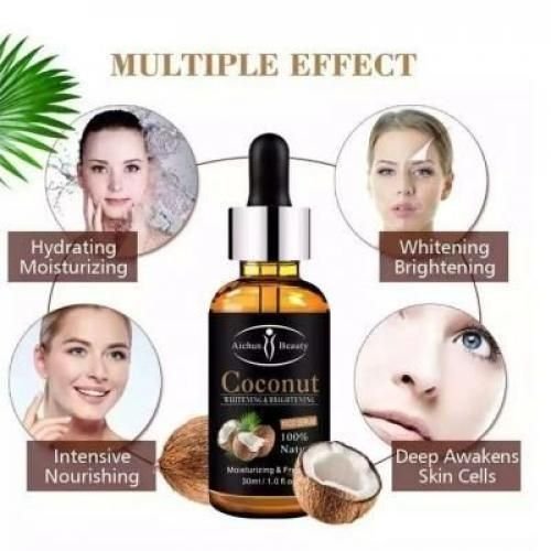 Face Serum Coconut oil 100% Whitening & Brightening naturel 30 mlt éclaircissant les cernes 30ml - Image 1 of 1