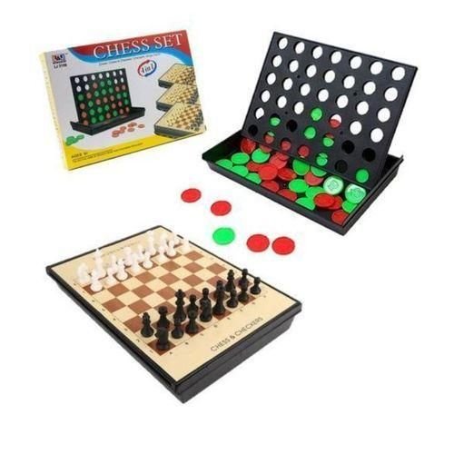 Backgammon & Chess Set 4 en 1 Coffret de Jeux de Société Dames - Image 1 of 1