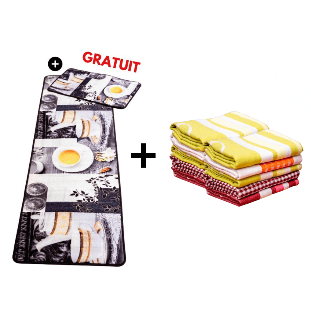 Pack Duo Cuisine Confort : 12 Serviettes De Cuisine + 1 Tapis De Cuisine - Image 1 of 1