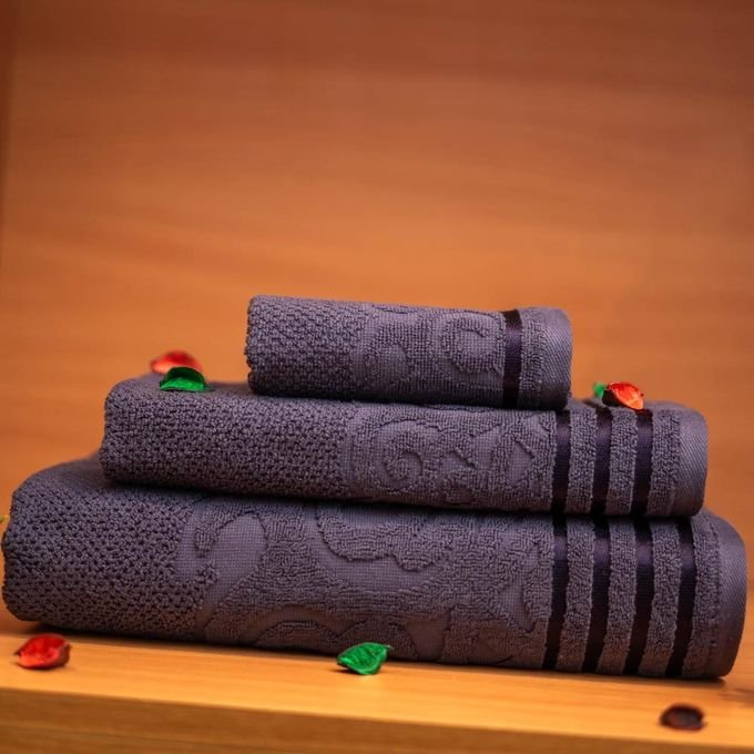 cassilia pack 3 serviettes 100% coton gris fonce - Image 1 of 1