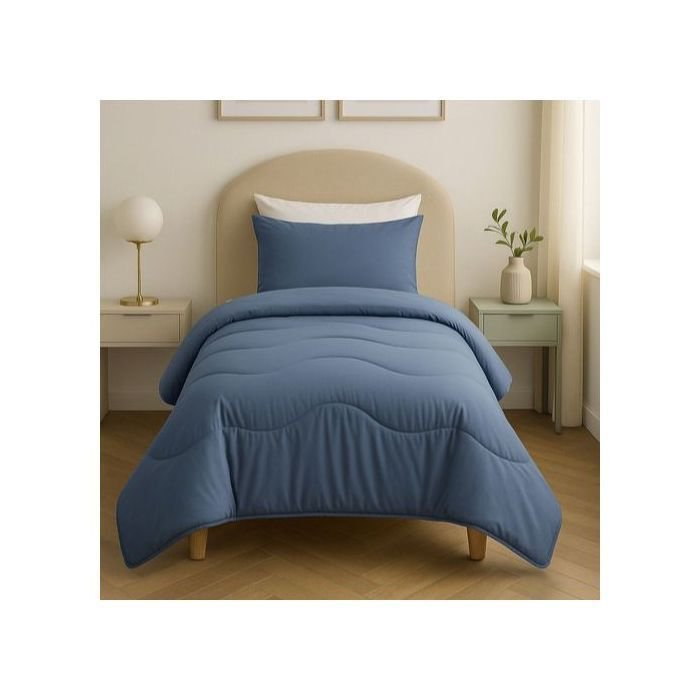 Couette Uni Microfibre Antiallérgique Bleu Glacier  (1Place) 160x220 cm - Image 1 of 4