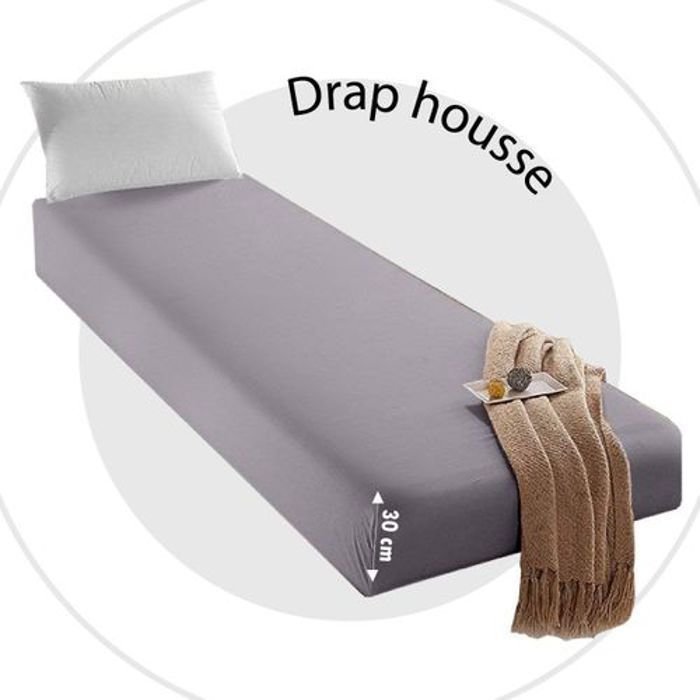 Drap Housse Uni Gris Clair (120x200 cm) // Doux & Antiallérgique - Image 1 of 2