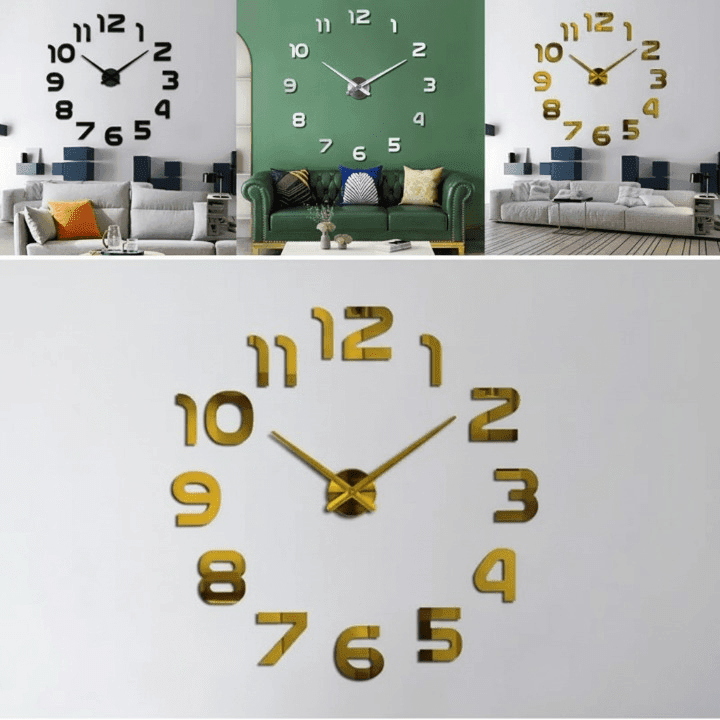 Grande Horloge Murale Autocollante 3D – Design élégant (couleur aléatoire) - Image 1 of 4