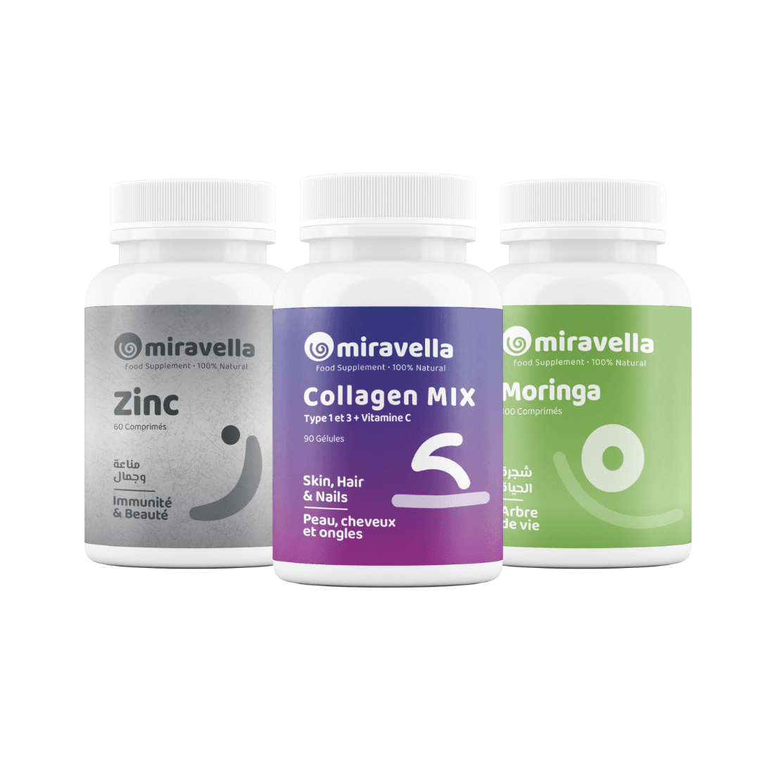 Pack Beauté Miravella Complément Alimentaire - Collagène Mix, Zinc et Moringa - Image 1 of 1