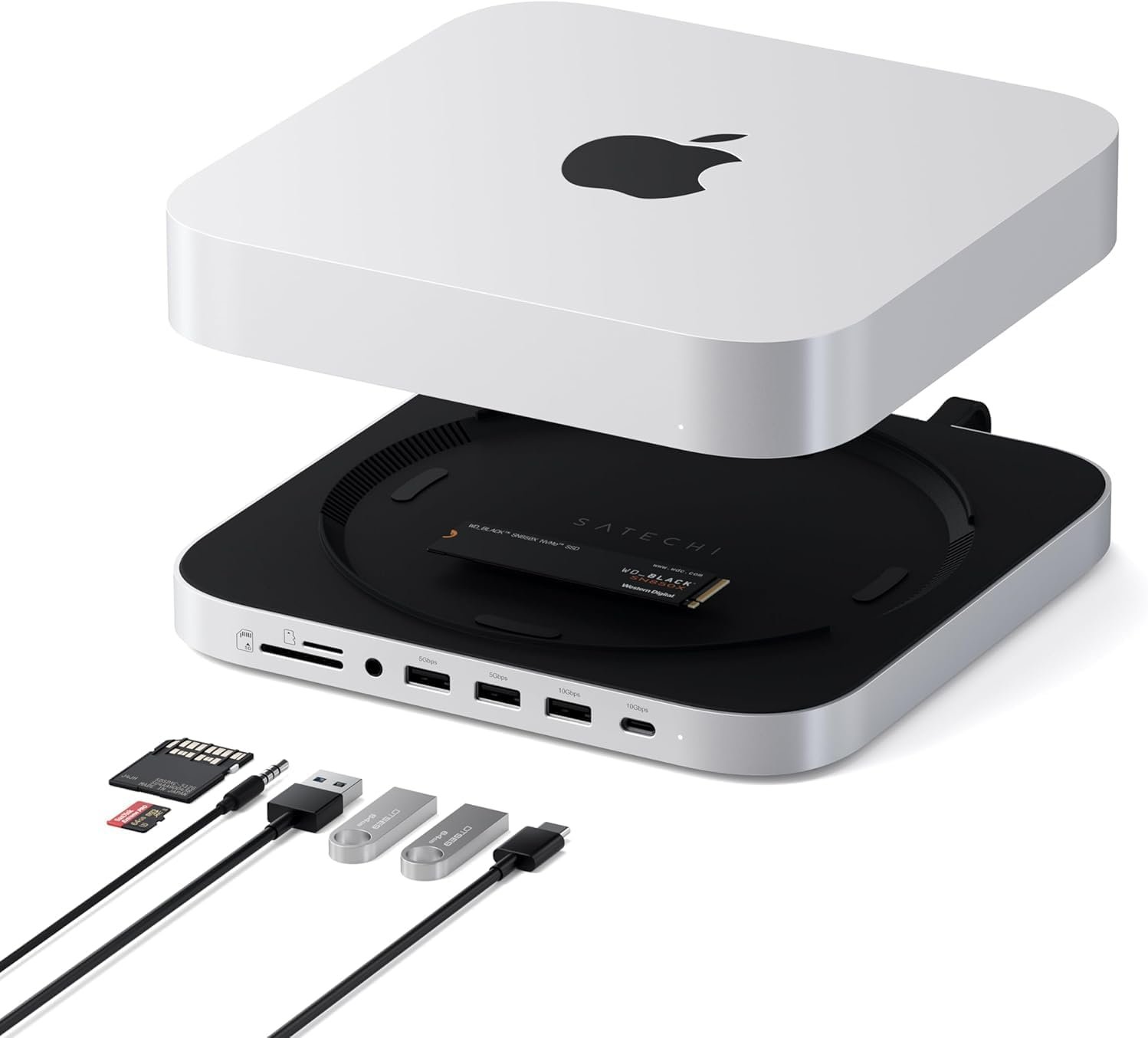 Stand + hub pour MacMini avec NVMe Silver - Image 1 of 1