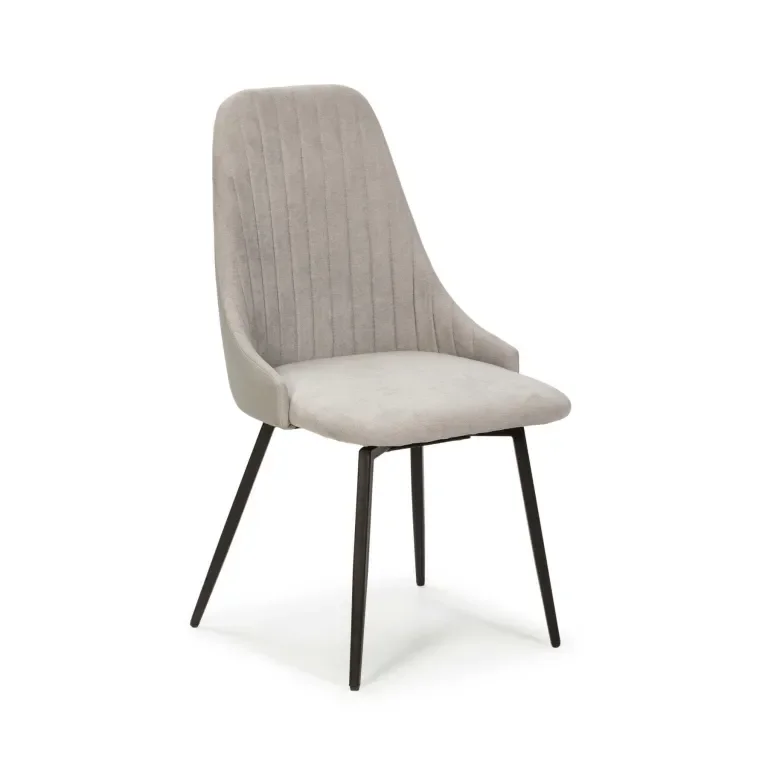 Elma Chaise Pivotante En Simili Cuir/tissu - Gris Claire - Image 1 of 4