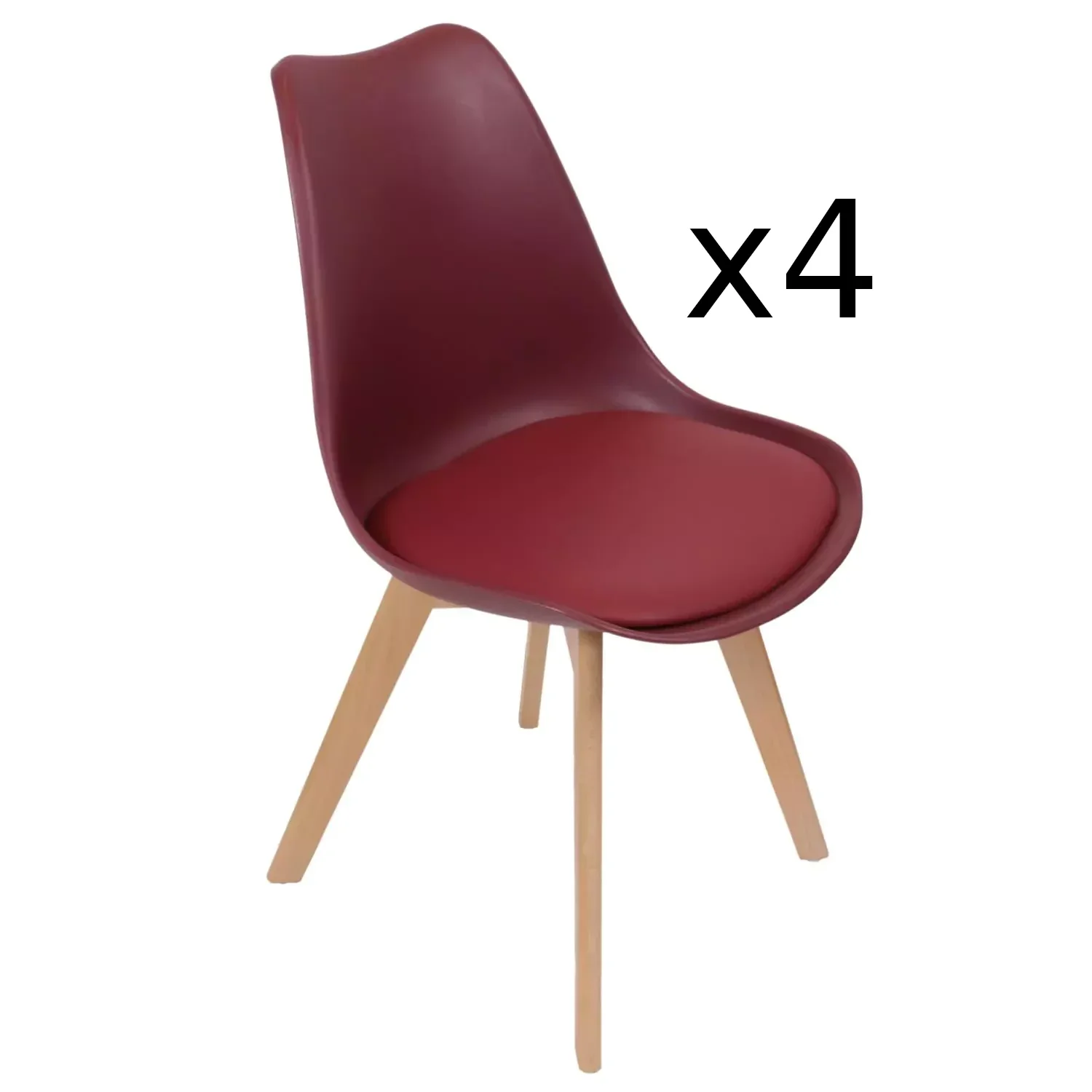 Lot De 4 Chaises Oslo - Bordeaux - Image 1 of 1