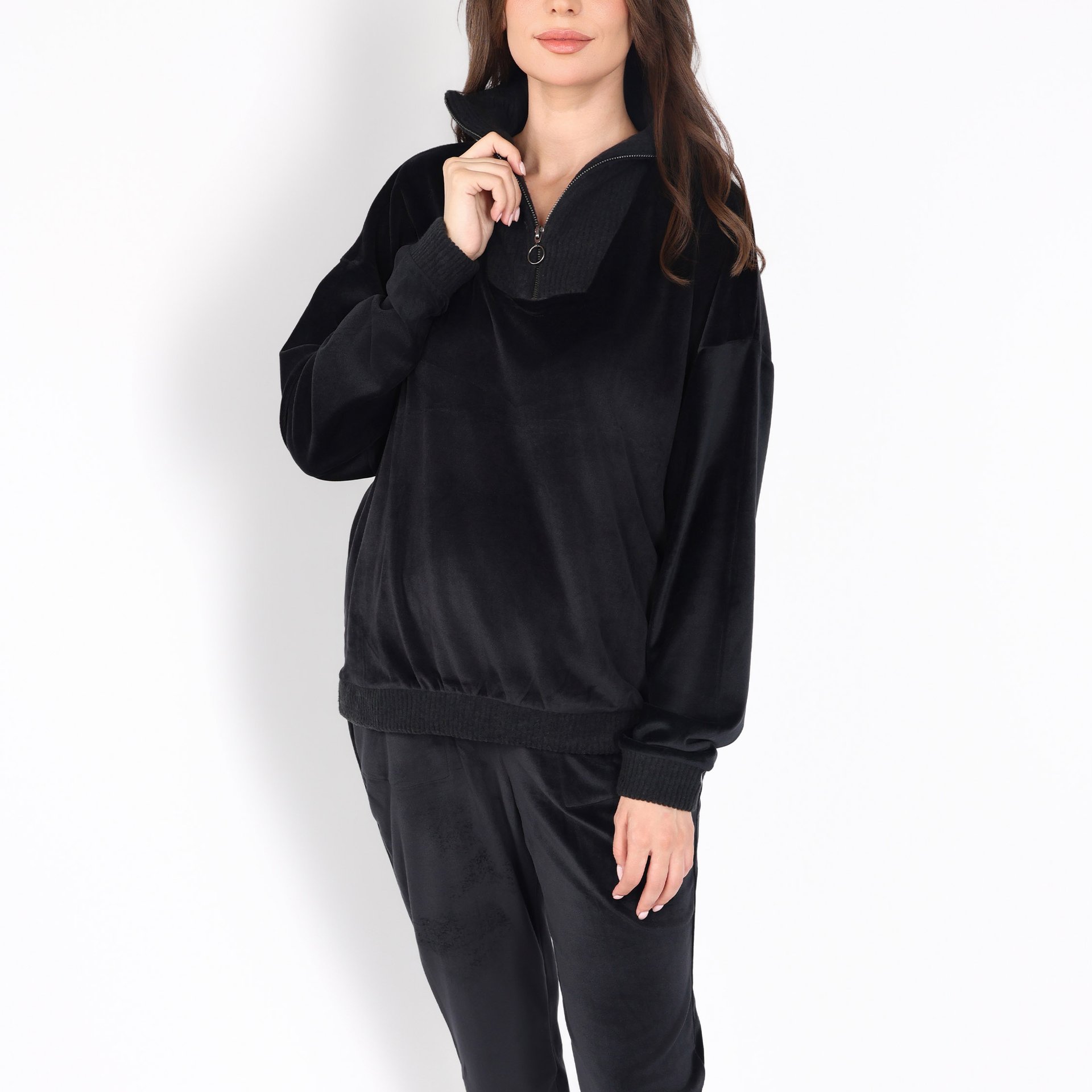 Pyjama Col Montant Zippé | Collection Velvet MLC - Image 1 of 4