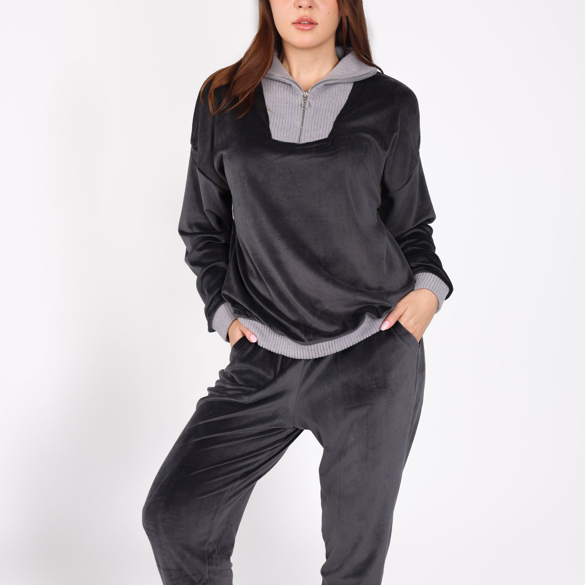 Pyjama Col Montant Zippé | Collection Velvet MLC - Image 1 of 4