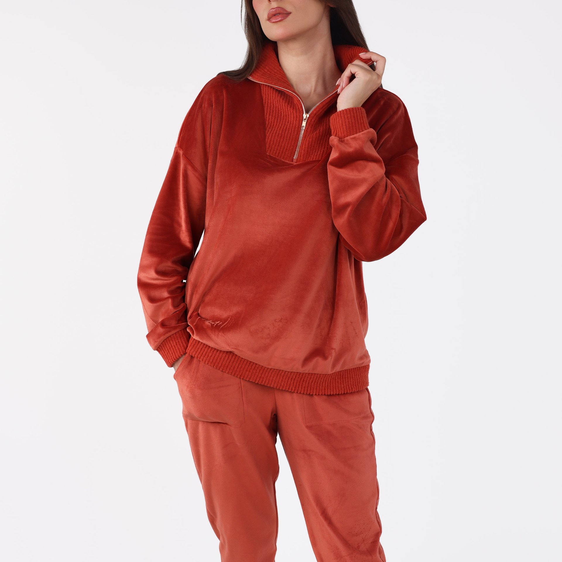 Pyjama Col Montant Zippé | Collection Velvet MLC - Image 1 of 4
