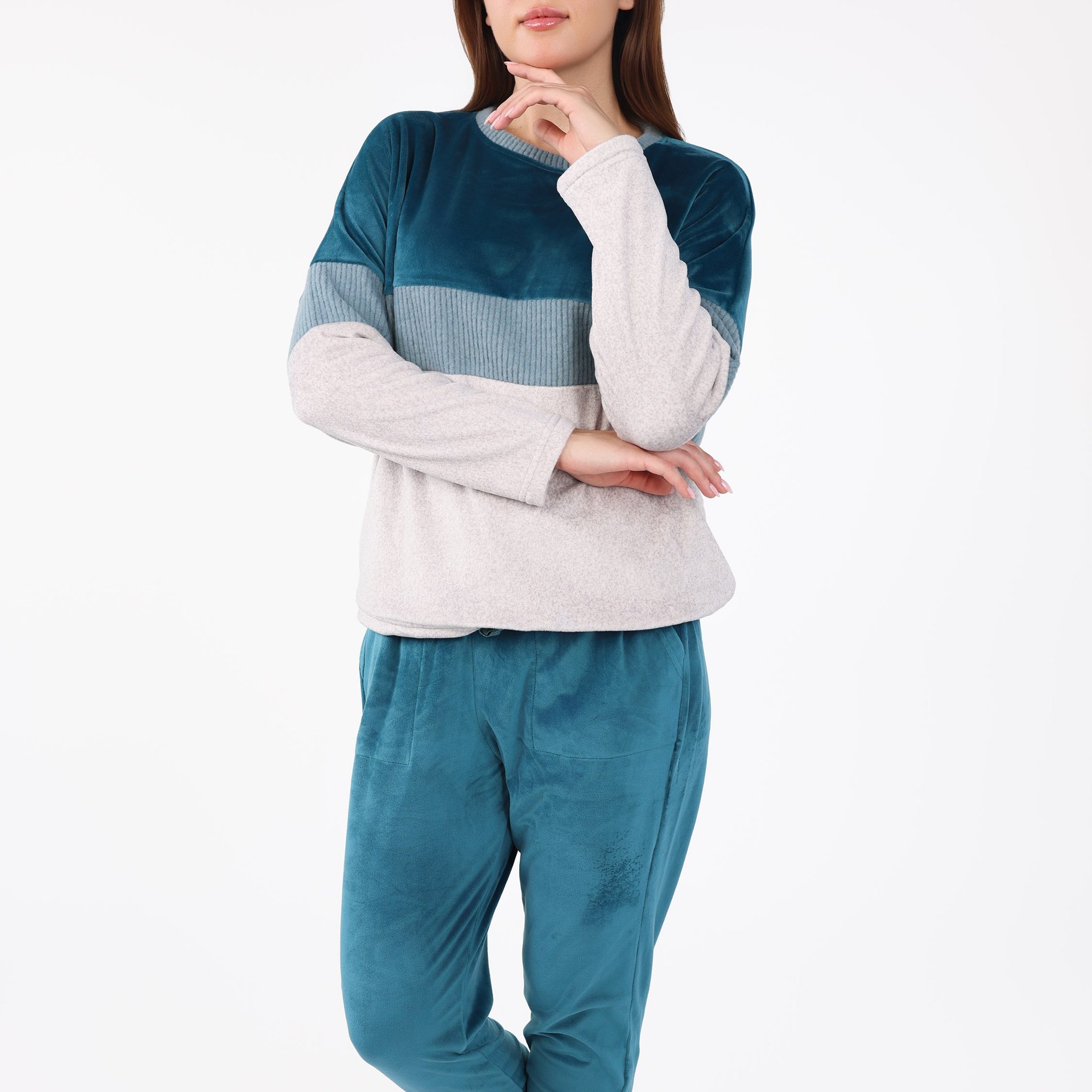 Pyjama à Bandes Contrastées | Collection Velvet MLC - Image 1 of 4