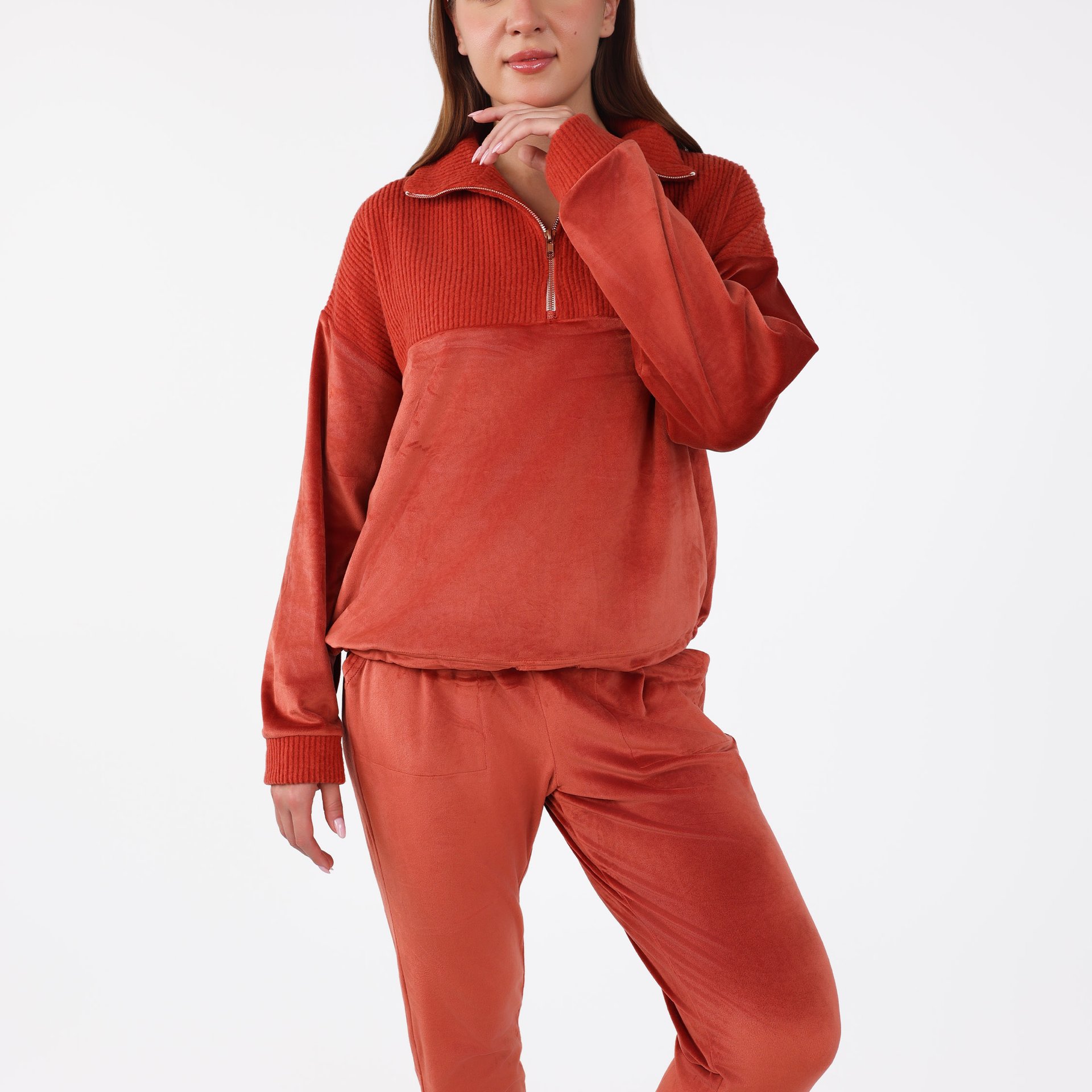 Pyjama à Col Montant Zippé | Collection Velvet MLC - Image 1 of 3