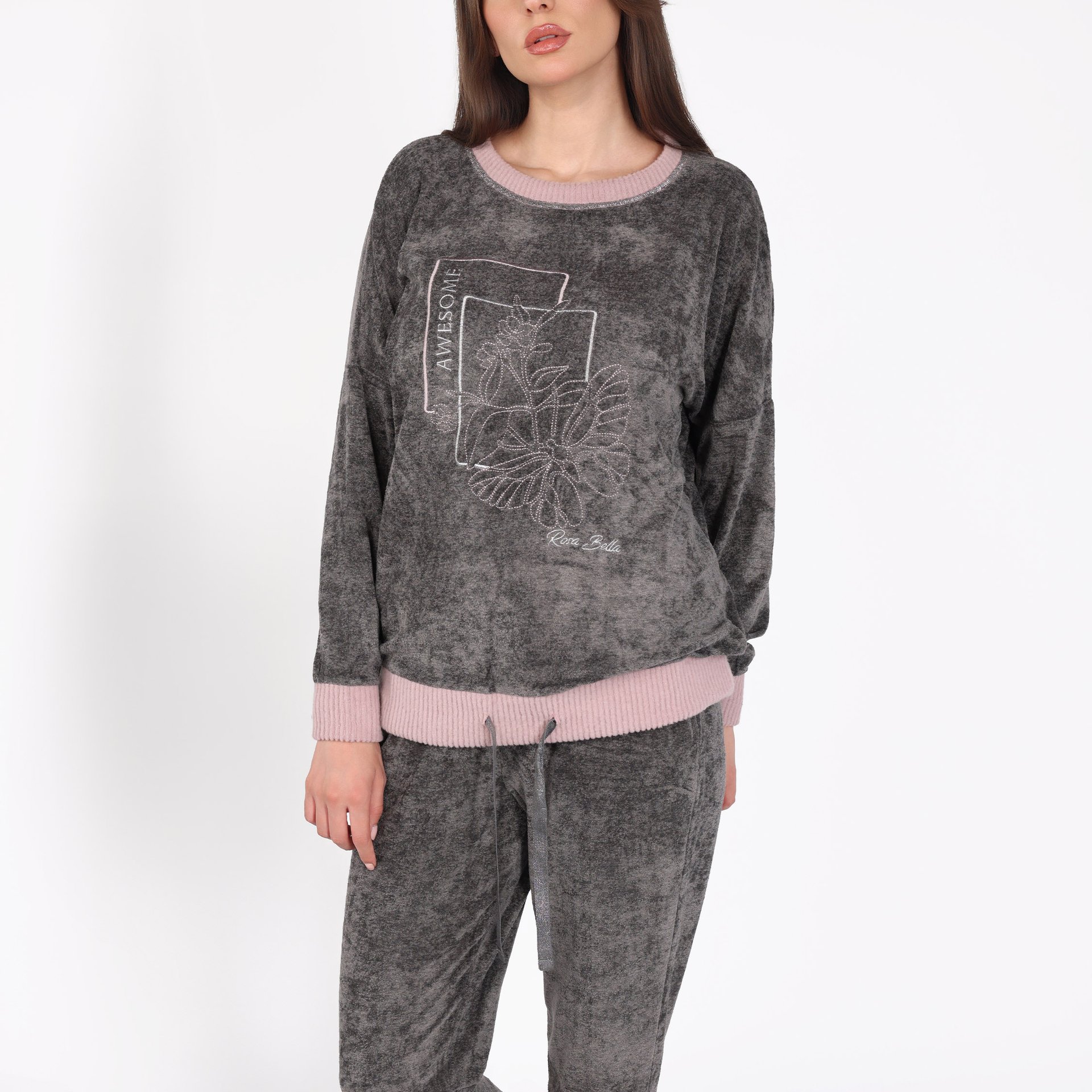 Pyjama Doux à Détails Roses | Collection Silver Cloud - Image 1 of 4