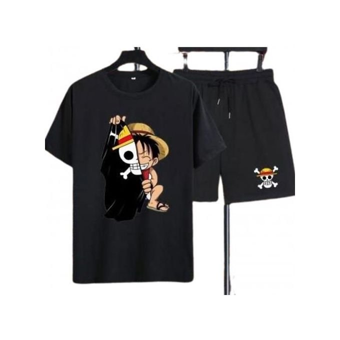 Ensemble 2 Pièces pour Homme Short et T-shirt Noir Anime - Image 1 of 3