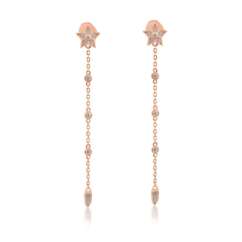 Boucles doreilles étoile Excellence en Argent 925 Gold ornées d’une chaînette - Image 1 of 1