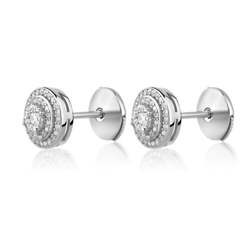 Puces d'oreilles Marguerite en Argent 925 Rh Serties de Zirconiums - Image 1 of 1