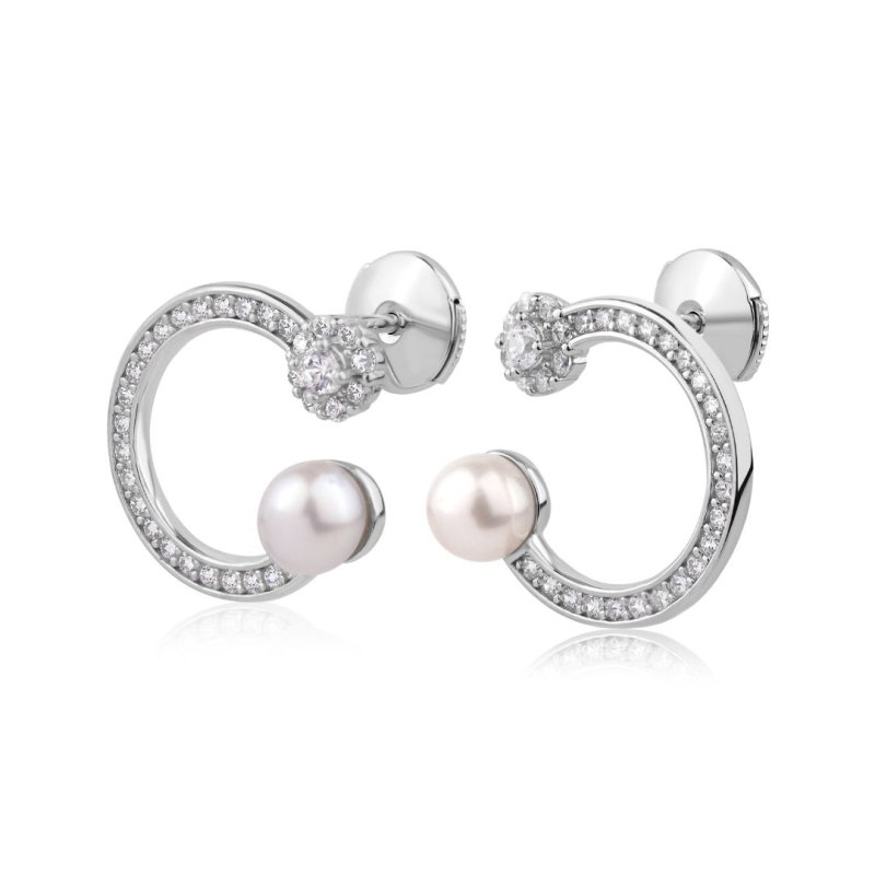 Boucles d'oreilles en Argent 925 Rh & FWP Ornées de Perles de Culture - Image 1 of 1