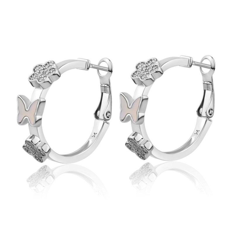 Créoles Garden Excellence en Argent 925 Rh & MOP - Image 1 of 1