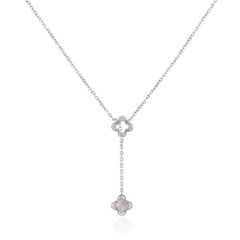 Collier Trèfle Excellence en Argent 925 Rh & MOP - Image 1 of 1