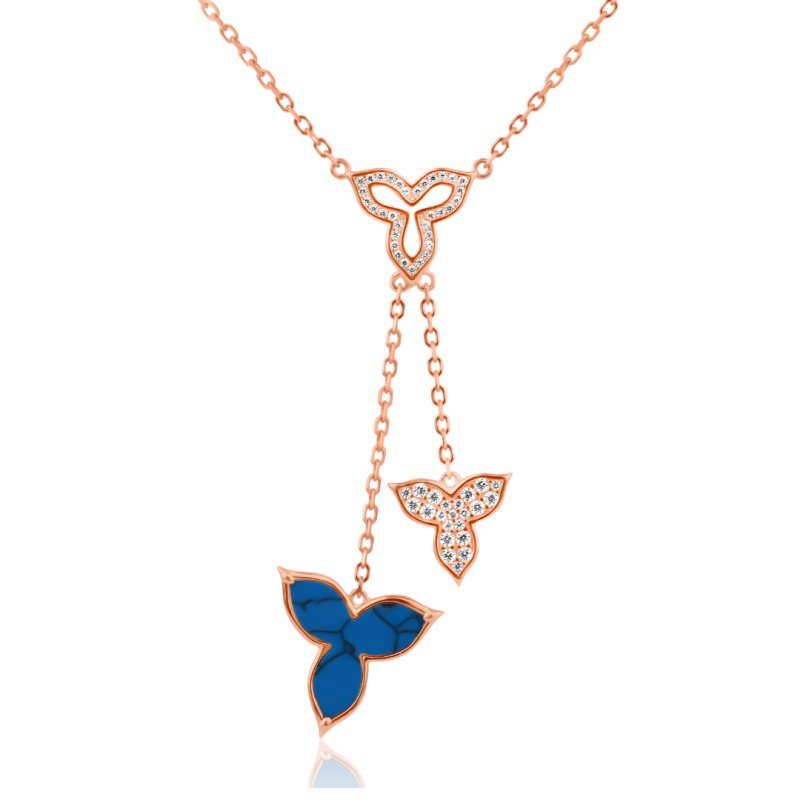 Collier Flower Excellence en Argent 925 R.Gold & turquoise - Image 1 of 1