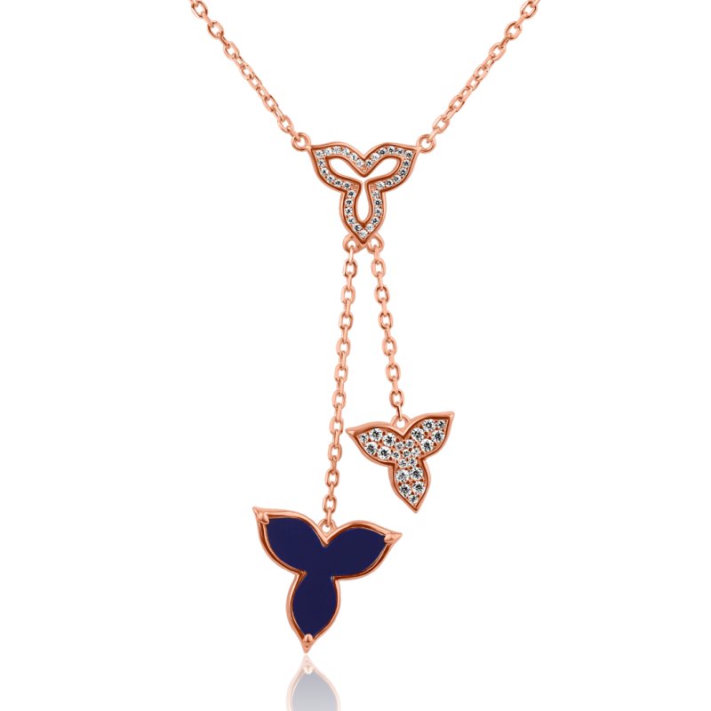 Collier Flower en Argent 925 R.Gold & Lapis Lazuli - Image 1 of 1