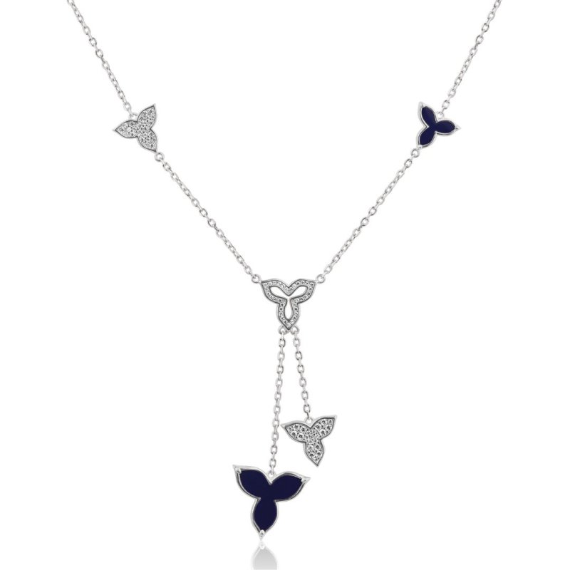 Collier Flower en Argent 925 Rh & Lapis Lazuli - Image 1 of 1