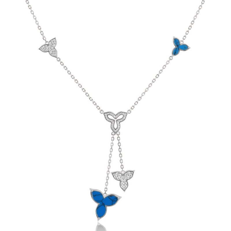 Collier Flower Excellence en Argent 925 Rh & turquoise - Image 1 of 1