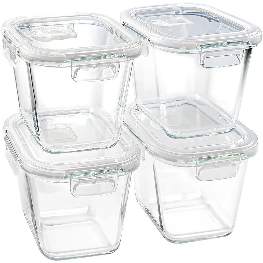 Set 4 Boîtes en Verre Hermétiques Verre Pyrex Résistant a la Chaleur -  Rond -1l  - Image 1 of 4