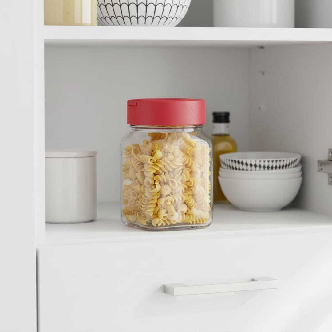 Bocal de Conservation en Verre 1,4 L avec Couvercle Rouge – Stockage Alimentaire Hermétique - Image 1 of 4