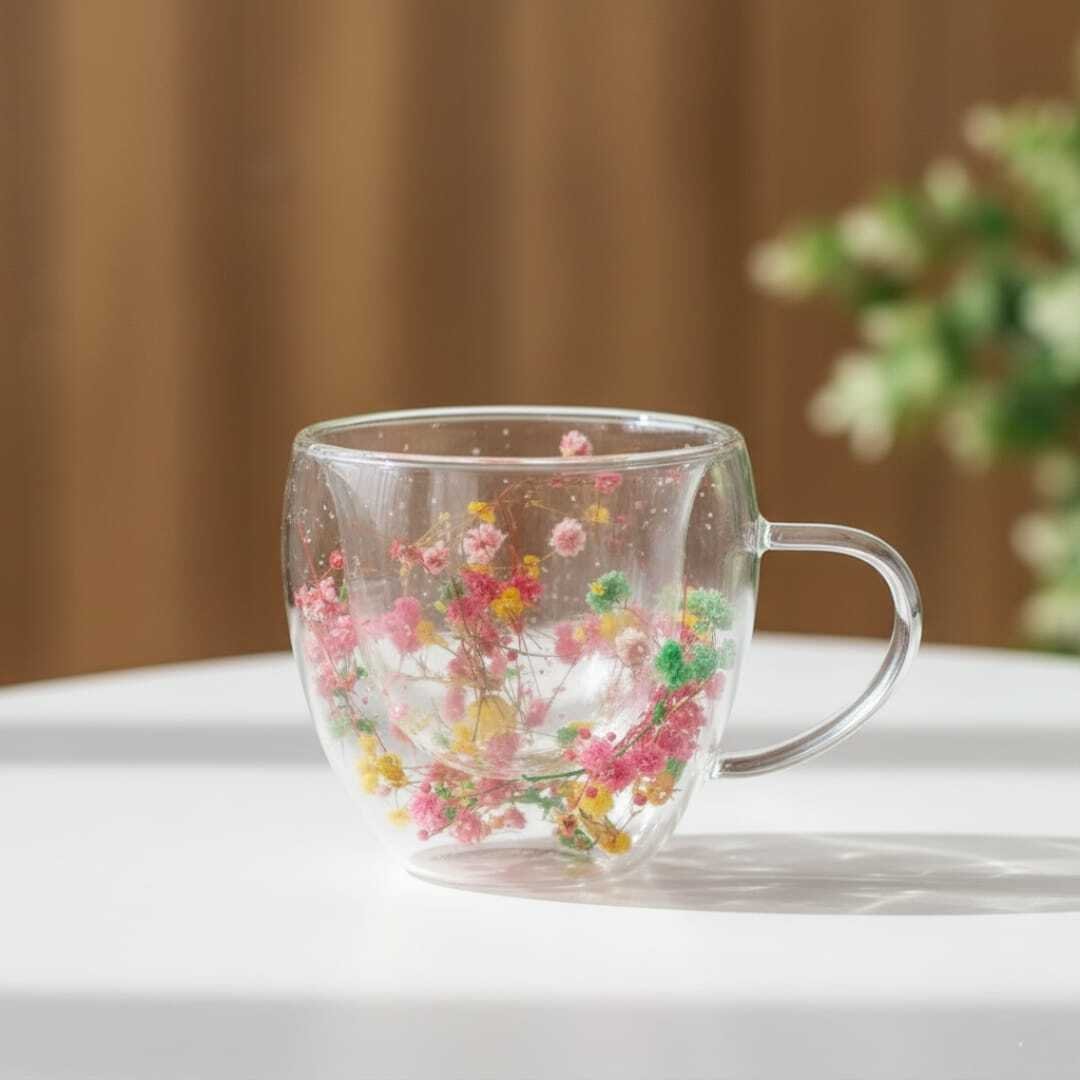 Tasse À Café À Double Paroi 200 Ml À Motif Floral - Image 1 of 4