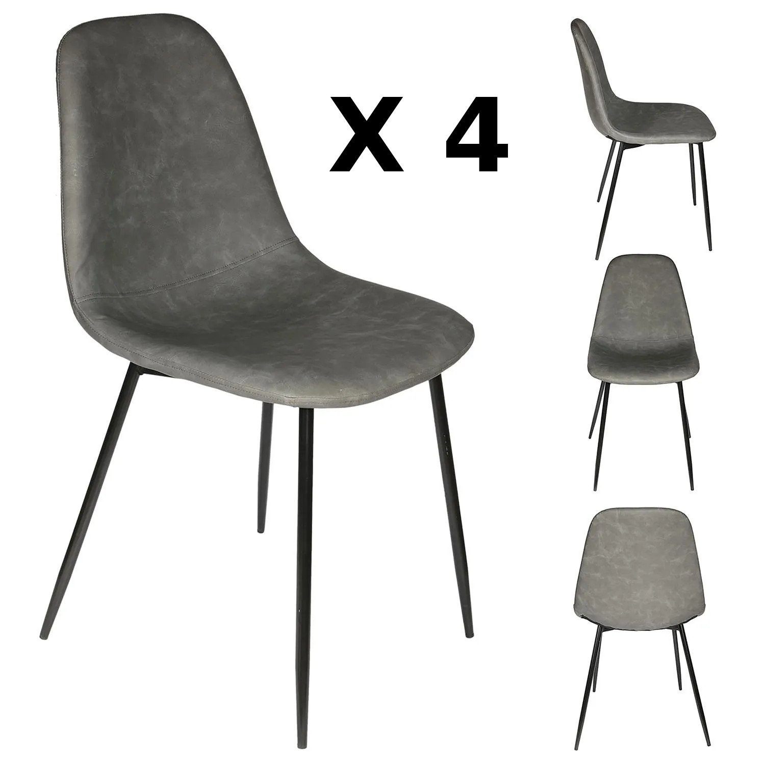 Lot De 4 Amber Chaises De Salle À Manger Gris - Image 1 of 1
