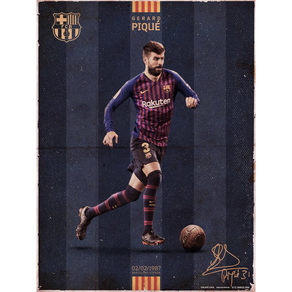 Mini Poster Fc Barcelona Pique Vintage 30x40cm - Image 1 of 1