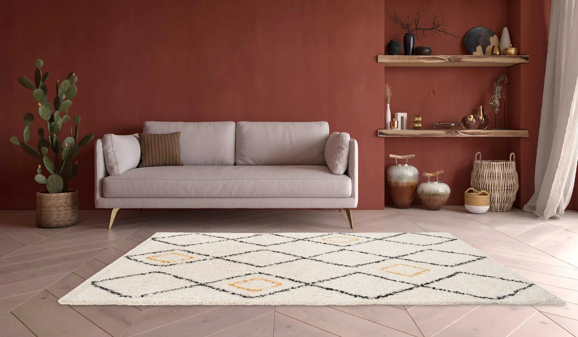 Gipsy n°10 motif losange Tapis moderne 160x230 cm - Image 1 of 4