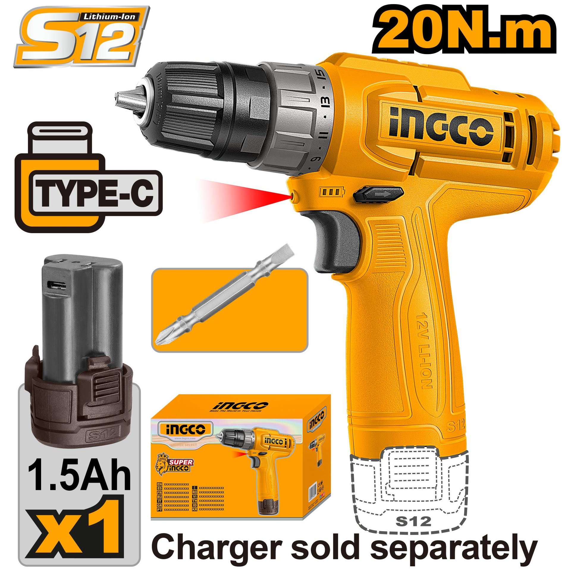 Visseuse A Batterie 12 V 1.5ah Ingco - Image 1 of 1