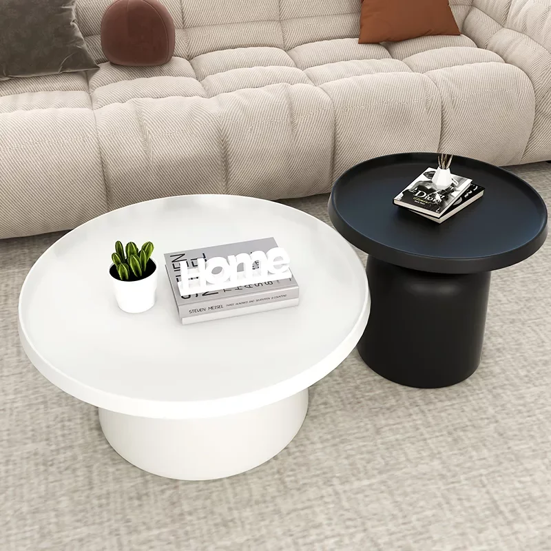 Alexis Set De 2 Tables Basses En Métal 75 / 40 Cm - Blanc Et Noir - Image 1 of 1