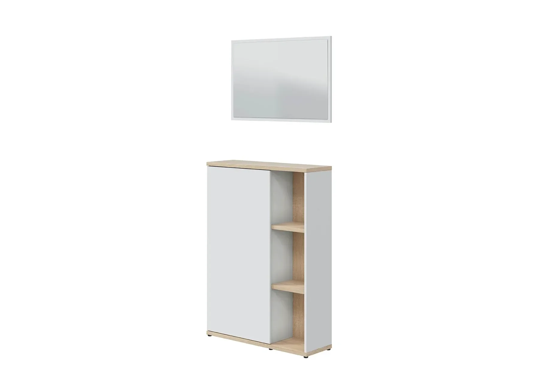 Adhara Meuble Dentrée Avec Miroir - Blanc Et Chêne - Image 1 of 3