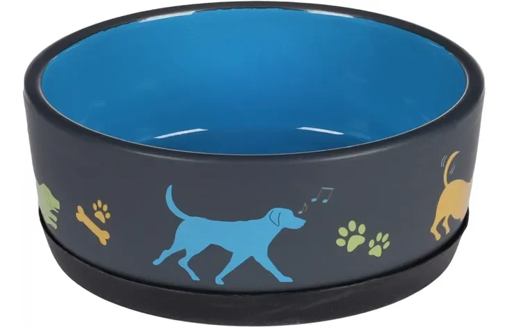 Gamelle Pour La Nourriture Et Leau Cori Rond Gris Foncé &amp; Bleu 500ml / 521573 - Image 1 of 1