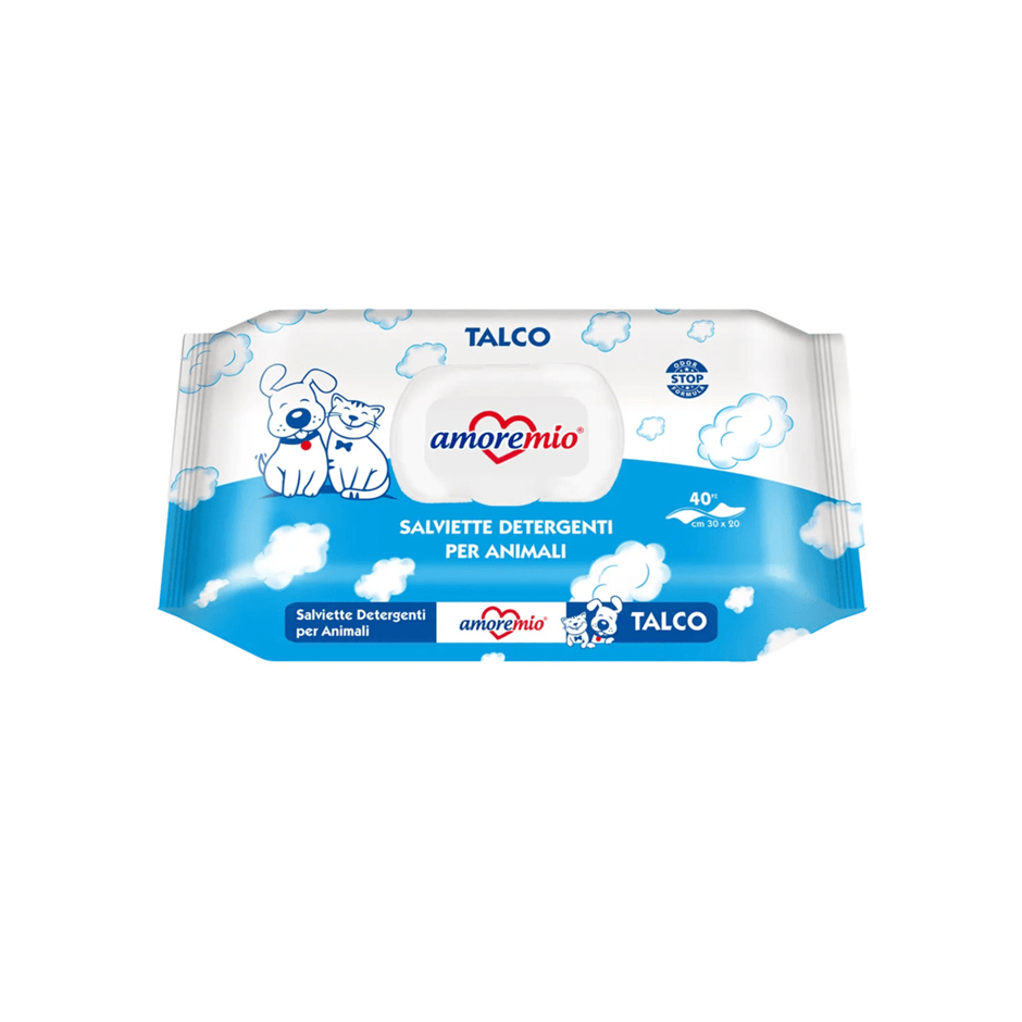 Amoremio Lingettes humides pour chiens et chats | 40 PCS | Talc - Image 1 of 1