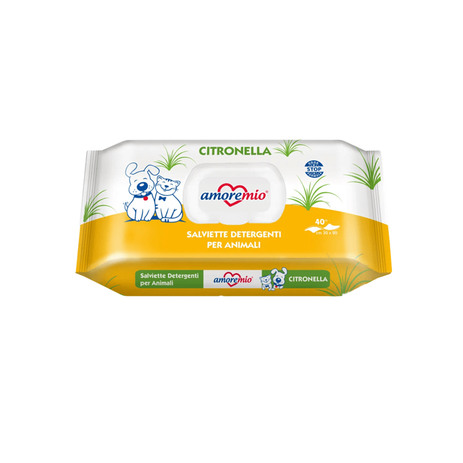 Amoremio Lingettes humides pour chiens et chats | 40 PCS | Citronnelle - Image 1 of 1