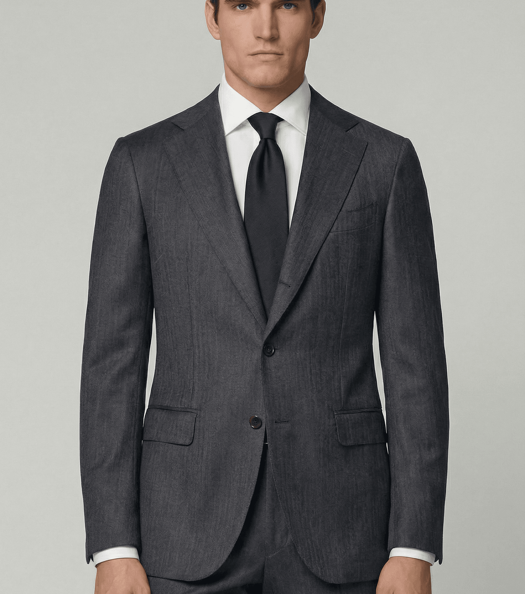 Arezzo Suit – Vitale Barberis Canonico – Grey Chevron – 100% Virgin Wool - Image 1 of 4